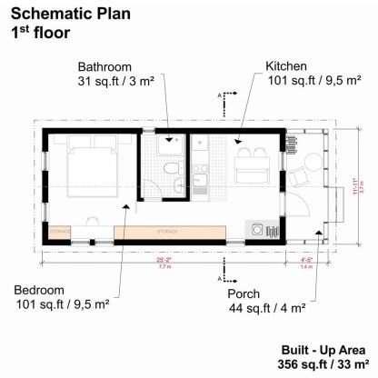 Planos de casa sencilla de un dormitorio Eliana - Imagen 2