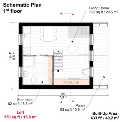 Planos de cabaña Weekender con estructura en forma de A - Imagen 2