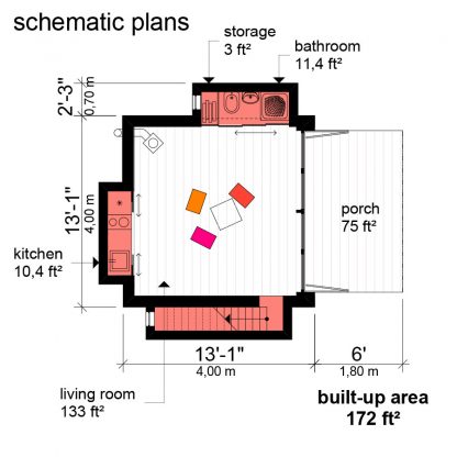 Planos de casa pequeña con tejado plano Bessie - Imagen 7