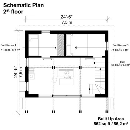 Planos de casa de dos plantas con tejado plano Billie - Imagen 3