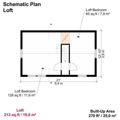 Planos de cabaña pequeña con dormitorio en desván, Kia - Imagen 4