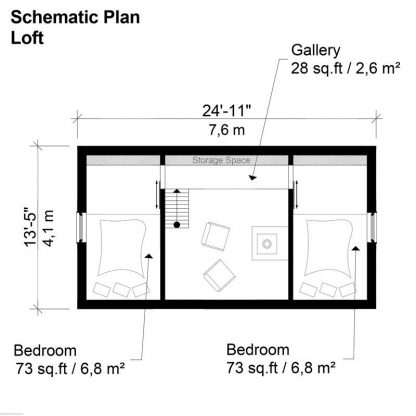 Planos de casa moderna de dos dormitorios Sandra - Imagen 7