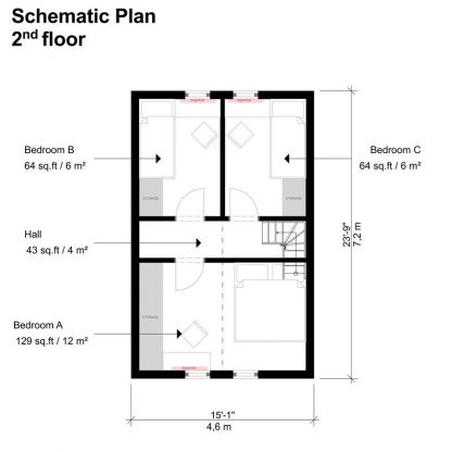 Planos de casa pequeña con 3 dormitorios Amy - Imagen 5