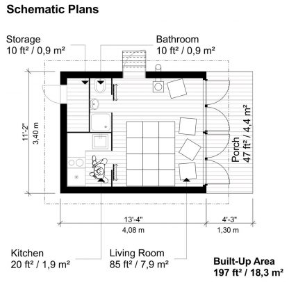 Planos de casa pequeña con tejado de cobertizo Louise - Imagen 3