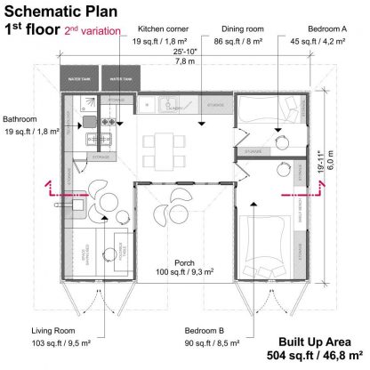 Planos de casa de dos contenedores de envío - Imagen 5